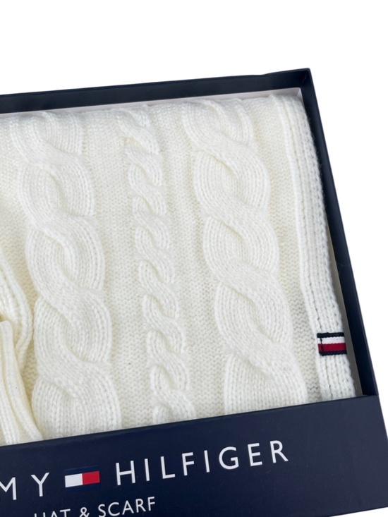 Tommy Hilfiger Cream Cable Knit Hat & Scarf Set - Picture 3 of 6